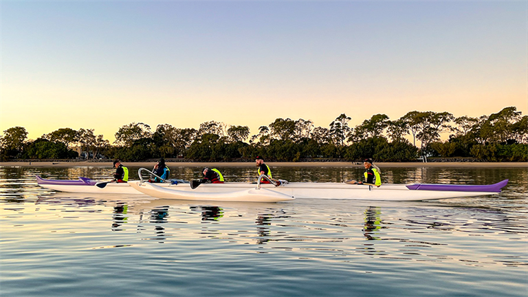 Dragon boat rowers in Hervey Bay