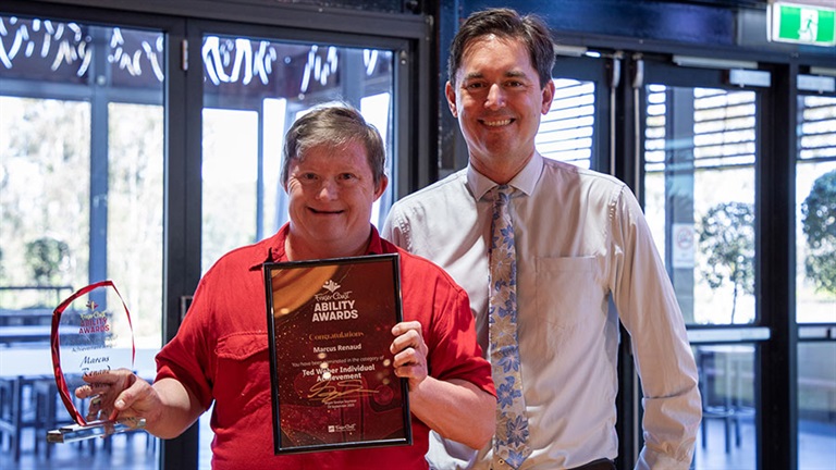 Mayor George Seymour with Ability Awards nominee, Marcus Renaud
