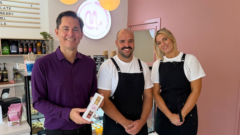Mayor George Seymour with team from Miss Macaron