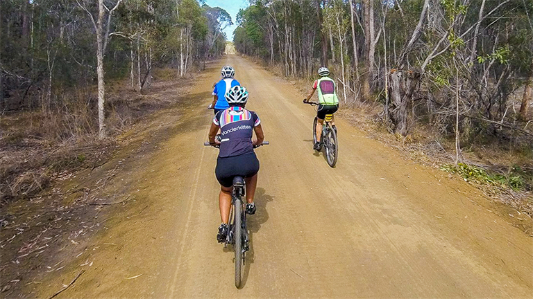 Cyclists using the Mary to Bay Rail Trail