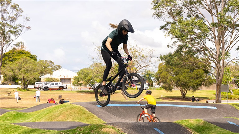 Rider on the Maryborough Pump Track