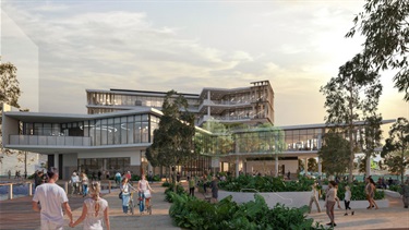 Artist impression of the external aspect of the Hervey Bay Community Hub