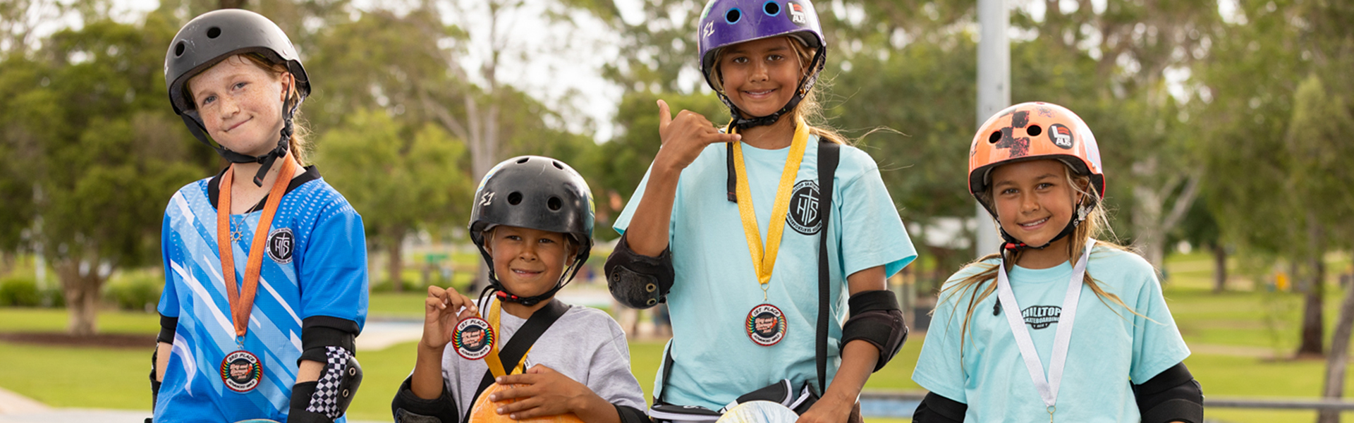 Group of young people at skate park