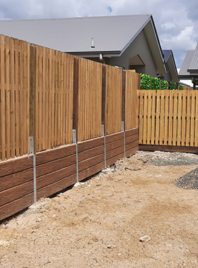 retaining wall and fence