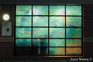 Joyce Watson - artwork painted on silk and fused between two sheets of glass