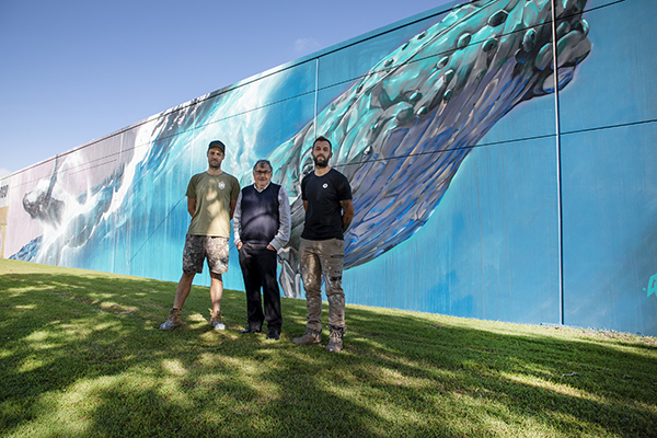 Artists cam scales and matt thompson with councillor david lewis