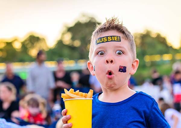 Australia Day boy and chips