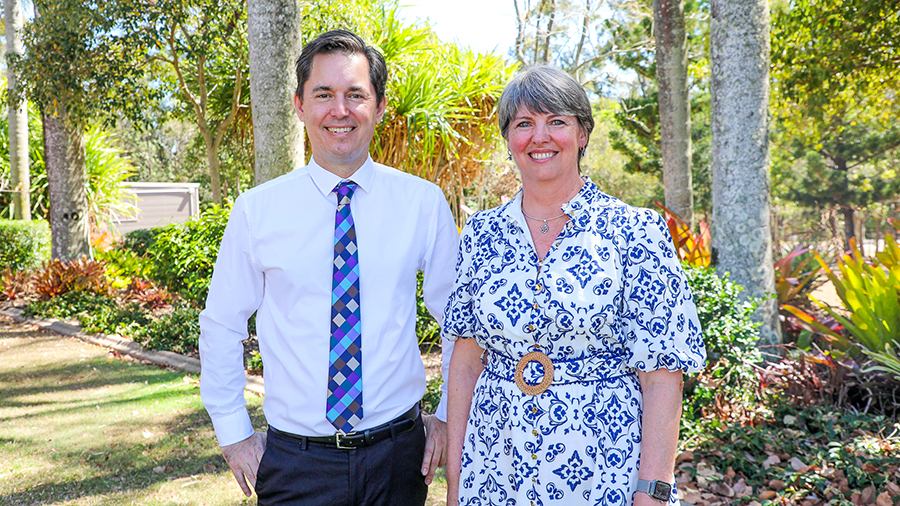Mayor George Seymour with newly appointed Fraser Coast Regional Council CEO Ms Micah Martin.