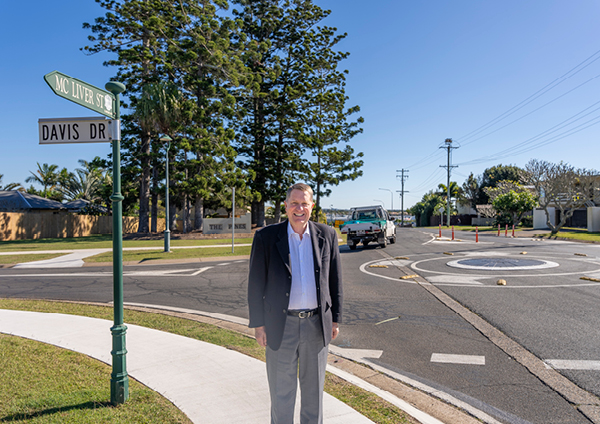 Roundabout at Davis Drive and McLiver Street