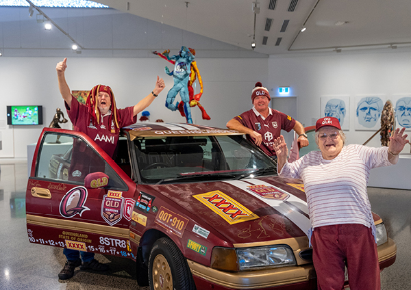 Super fan and car owner Shane Jacob , Lynn and Deputy Mayor Dennis Chapman