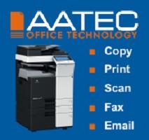 AATEC office technology logo and image of printer