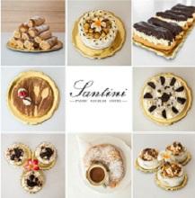 Image of Santini logo and assorted pastries